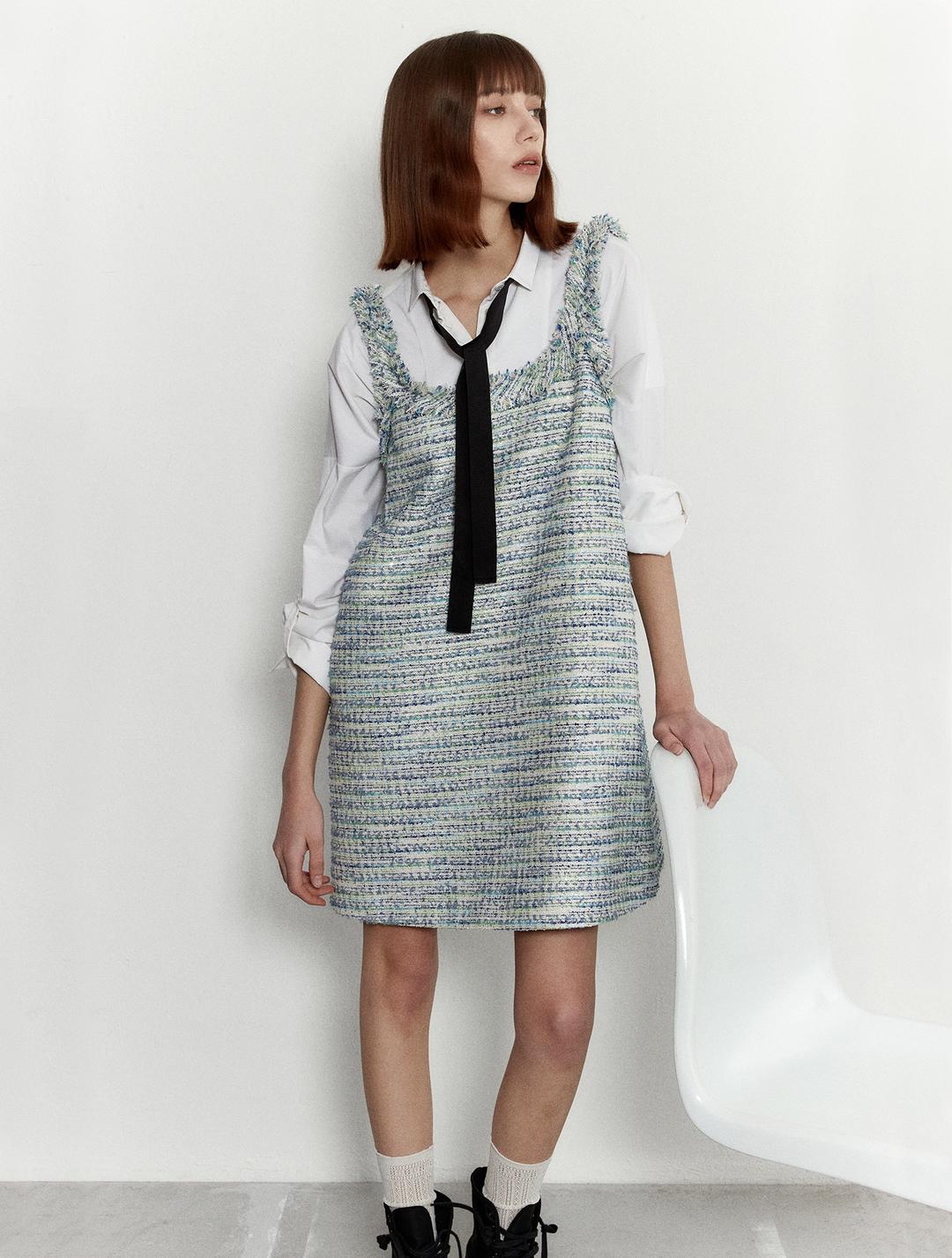 [류이서 착용] Tweed sleeveless dress 002 Blue