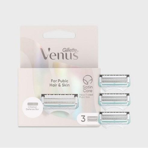 질레트 비너스 Y존 제모기 면도날, 3개입, 1개 - 여성면도기 | 쿠팡