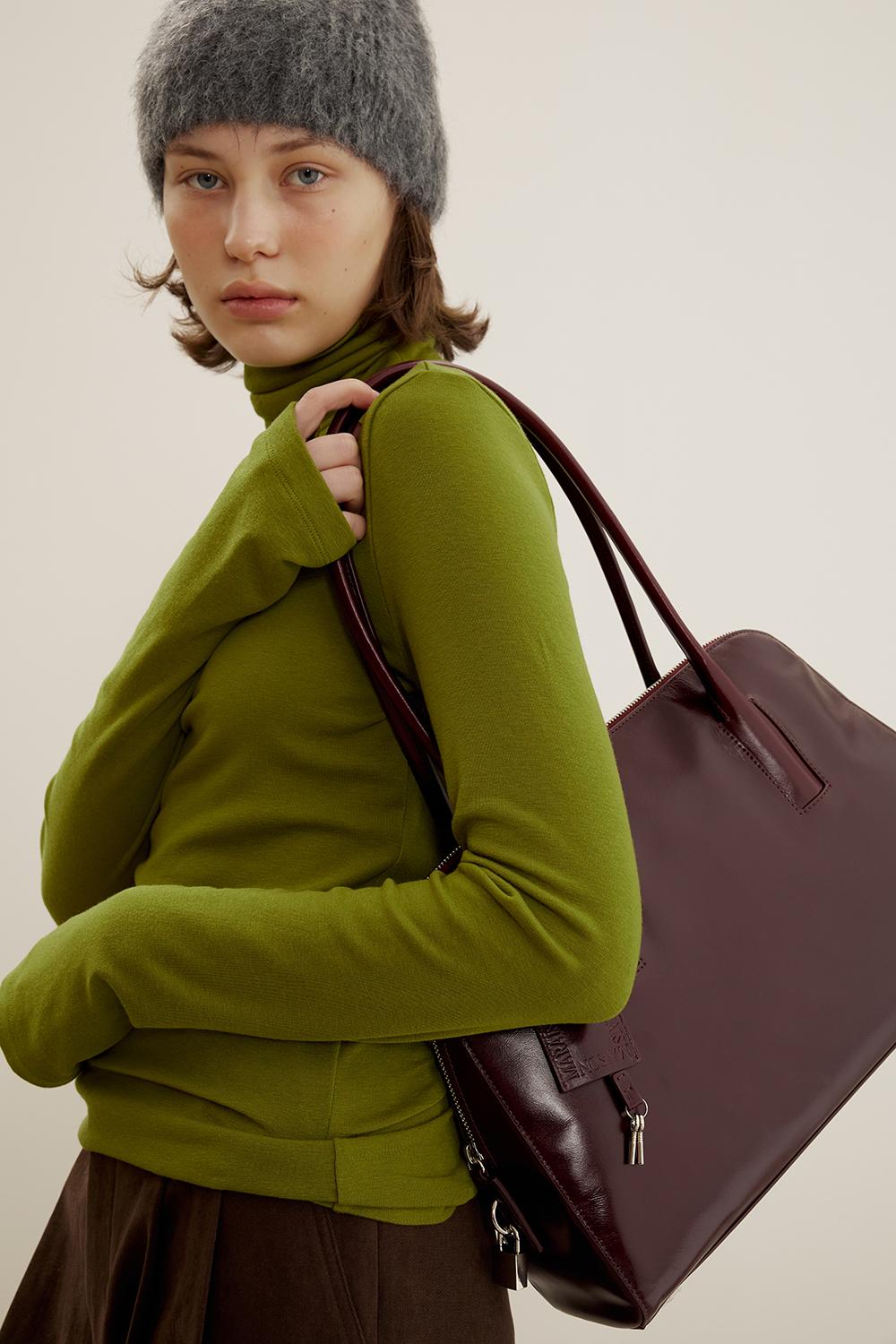 Bowling Bag In Leather, Wine