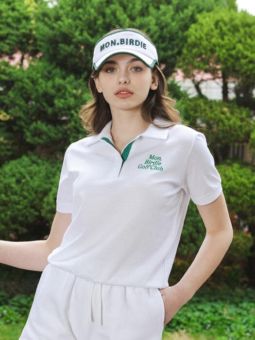 MONBIRDIE GOLF CLUB PK 스냅오픈넥 카라반팔 티셔츠 WHITE