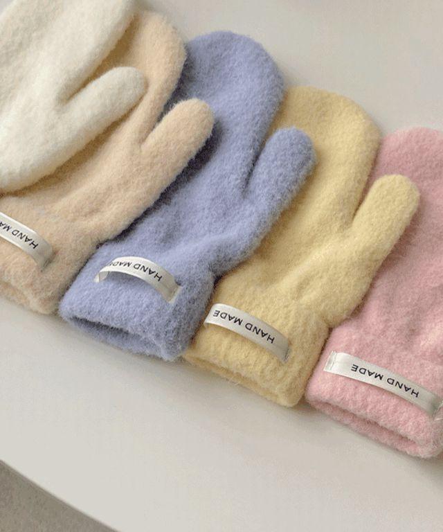❤당일/귀염뽀짝❤ 귀여운 파스텔 부클 벙어리 핸드메이드 겨울 장갑(5color)