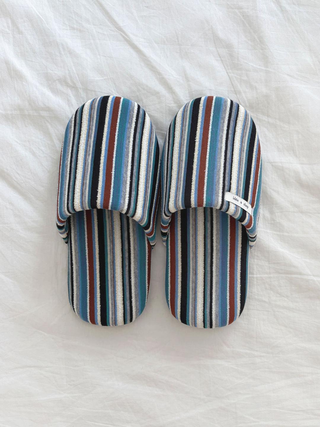 Multi Stripe Room Shoes / Blue