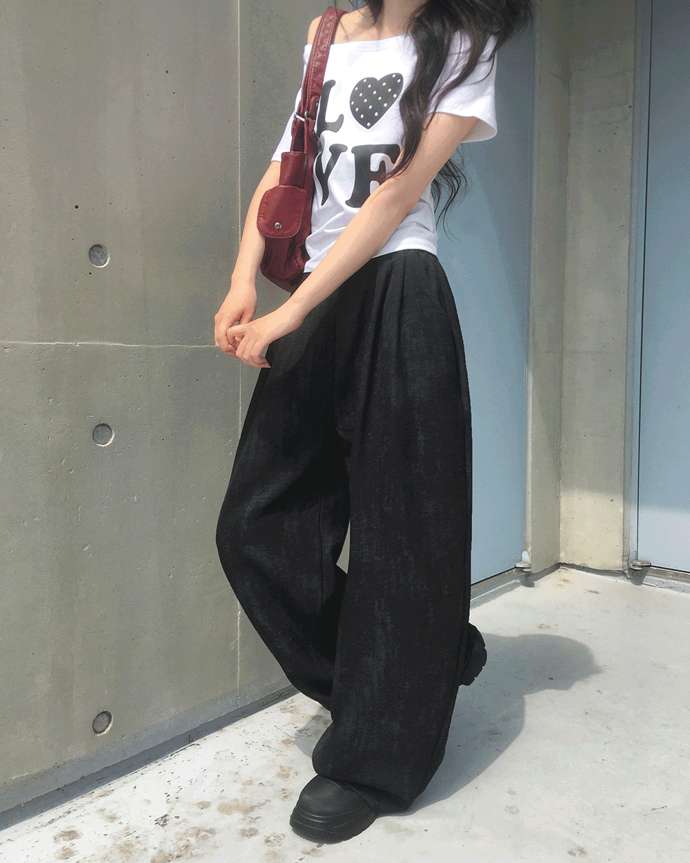 [여름소재🧊] 네파 쿨 린넨 핀턱 와이드 밴딩 팬츠