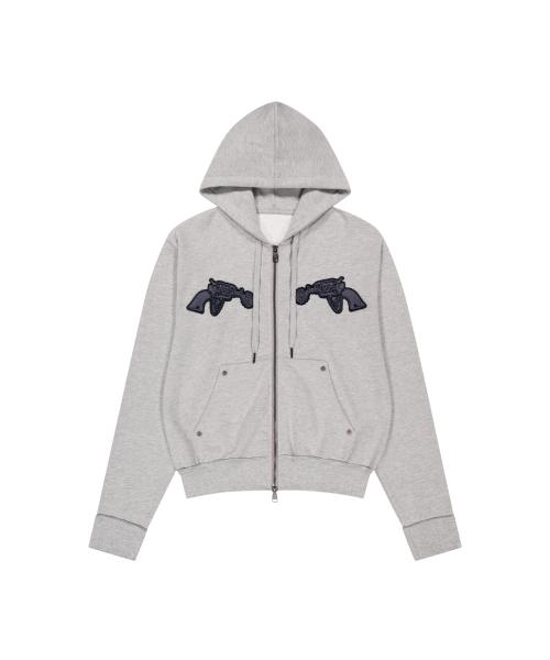 Gun Wappen Zip-Up Hoodie (Gray)