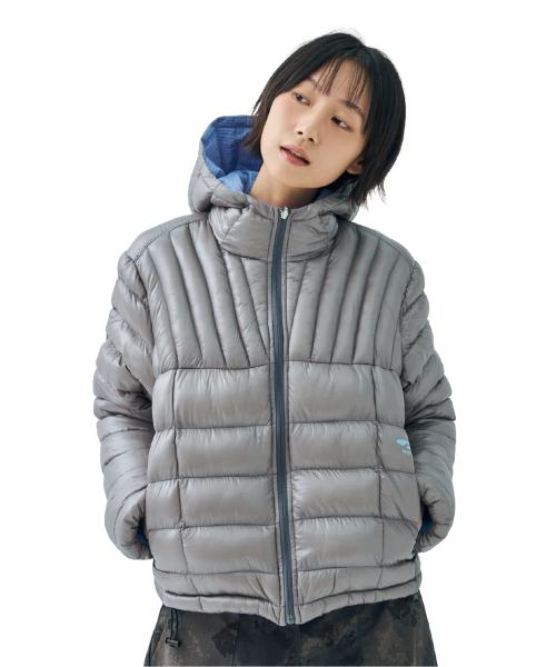 Reversible Light Padding Jacket Charcoal/Check Blue