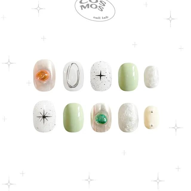 시트러스 [citrus] 상큼 귤 메탈릭 핸드메이드 수제 젤 네일팁