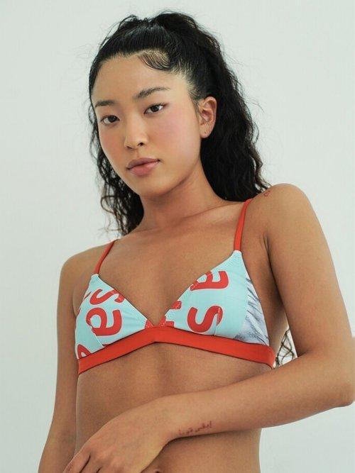 로고 프린팅 브라렛 상의