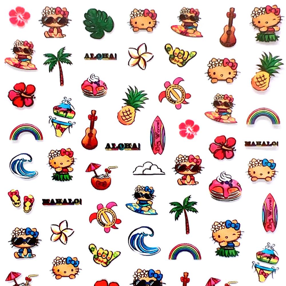 하와이태닝키티 캐릭터네일스티커 일본키치네일재료