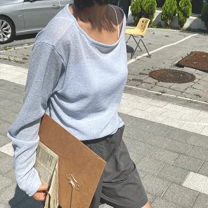 [후기극찬/당일출고] 그물 보트넥 루즈핏 린넨 니트티 4color