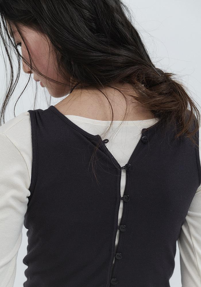 [5차 리오더] Button Sleeveless (Charcoal)