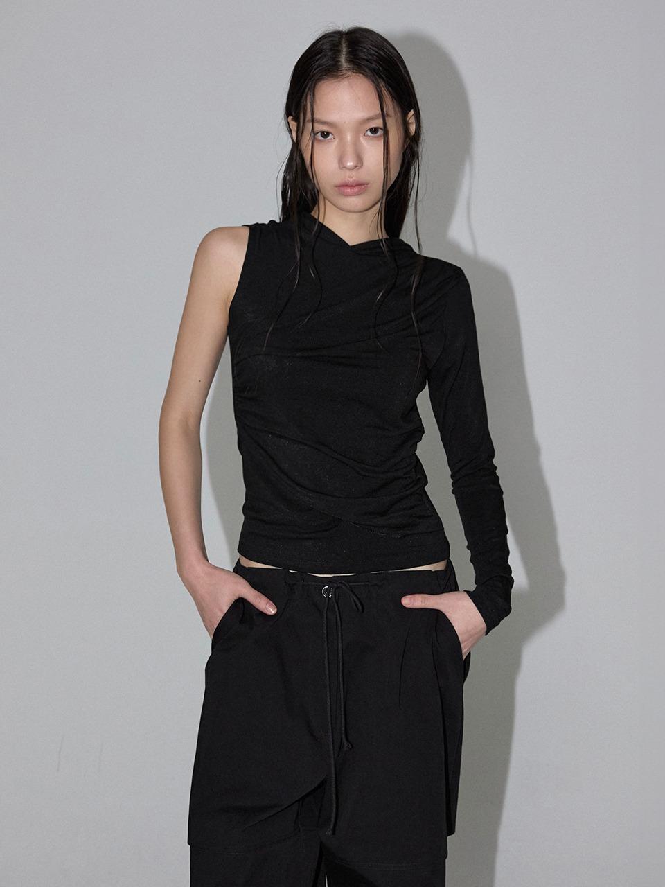 Drape Linen Hoodie (black)