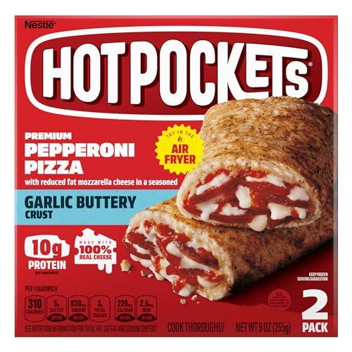 Hot Pockets Premium Pepperoni Pizza Frozen Sandwiches, Pizza Snacks Made with Real Reduced Fat Mozzarella Cheese, 9 Oz, 2 Count Frozen Sandwiches