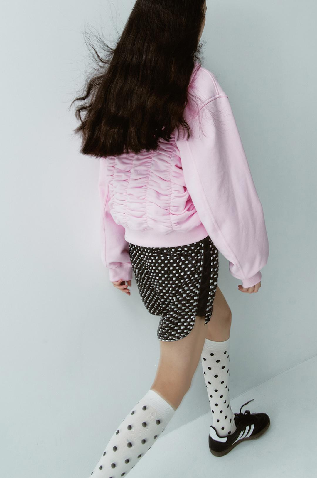 G_BACK SHIRRING HOOD ZIP-UP_25SS / PINK