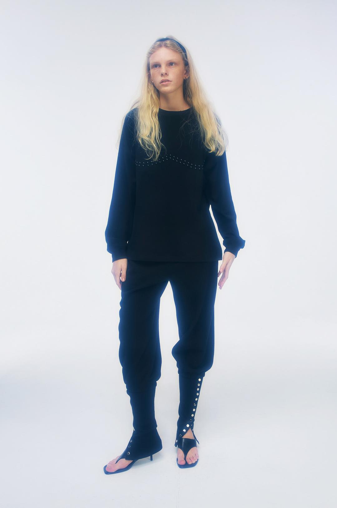 [10월 30일 예약배송]G_LAYERED TOE KNIT PANTS / BLACK