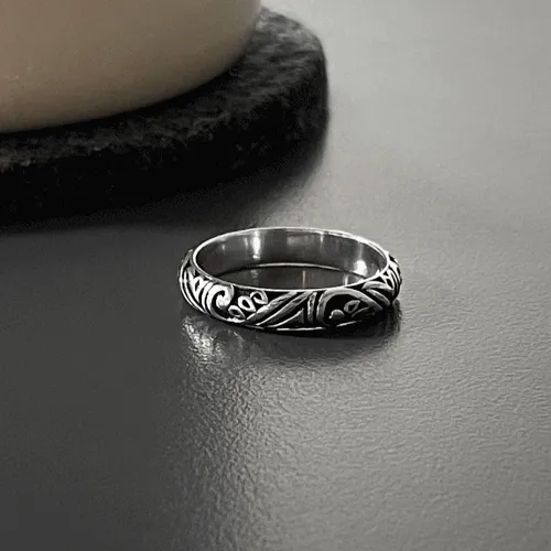 925 실버 / 앤틱 유화 당초 문양 가락지 반지