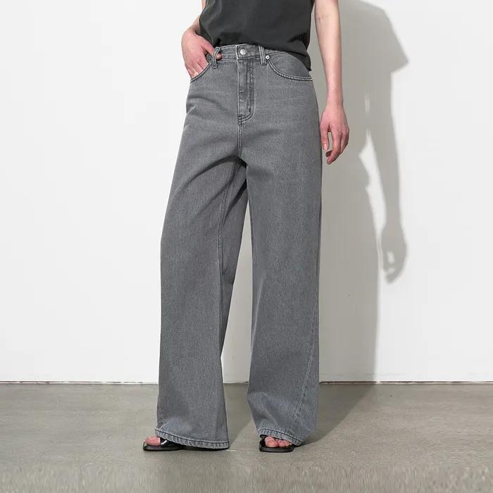 로우웨이스트 그레이 데님 팬츠