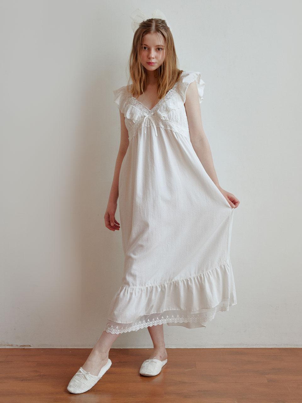 여성 티파니 코튼 민소매 원피스 잠옷 24-02931