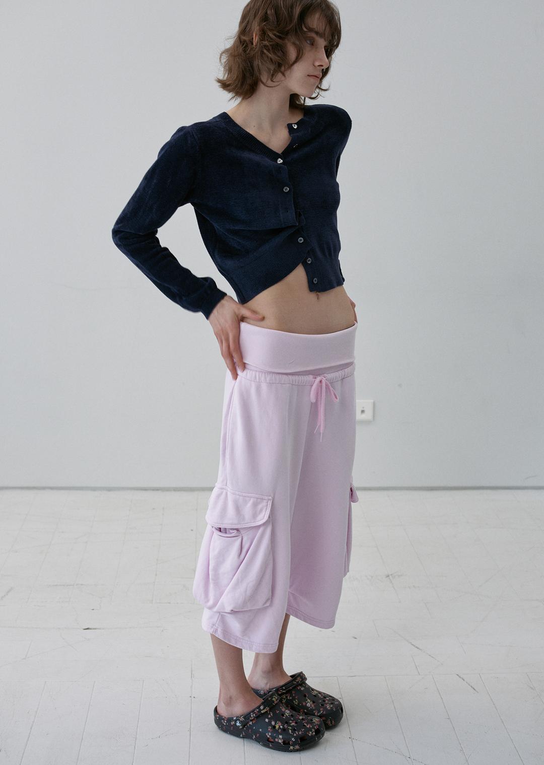FOLDOVER WAIST CARGO SHORTS BABY PINK