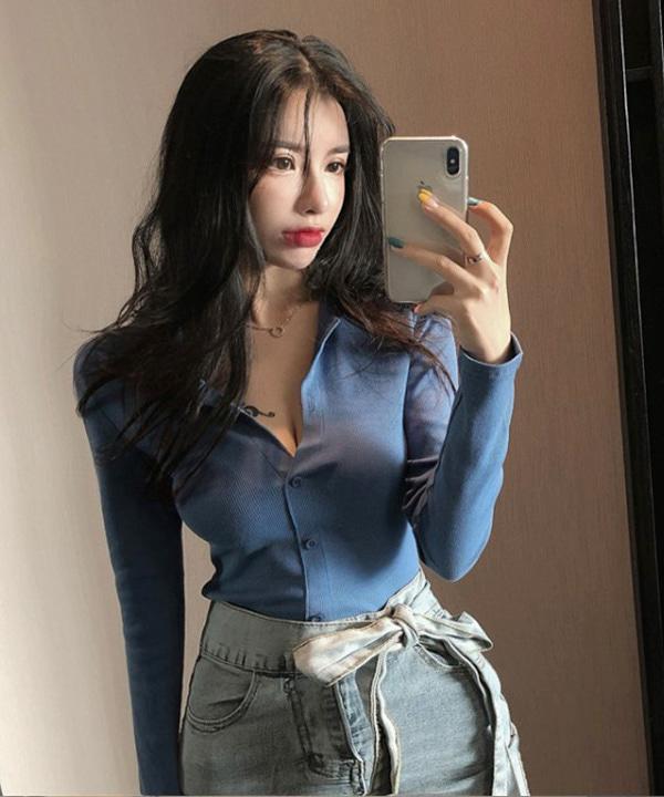 무료배송 섹시데일리 피케카라티셔츠 (블루,화이트,블랙,그레이)  #섹시 #기념일 #파티룩 #페스티벌 #클럽