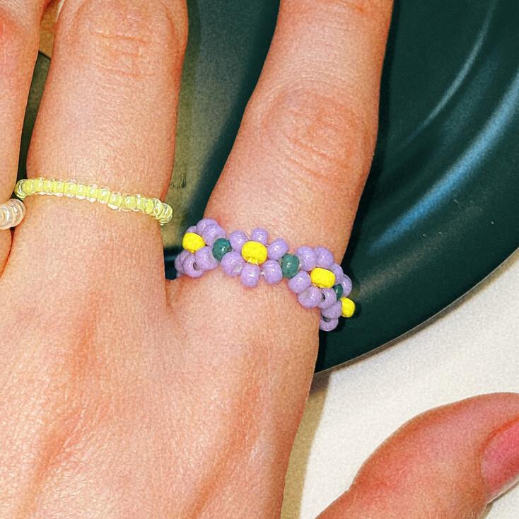 Lilac Flowers Beads Ring