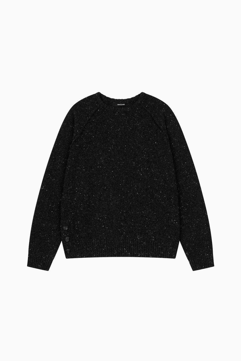 ASYMMETRIC RAGLAN BUTTON KNIT, CHARCOAL