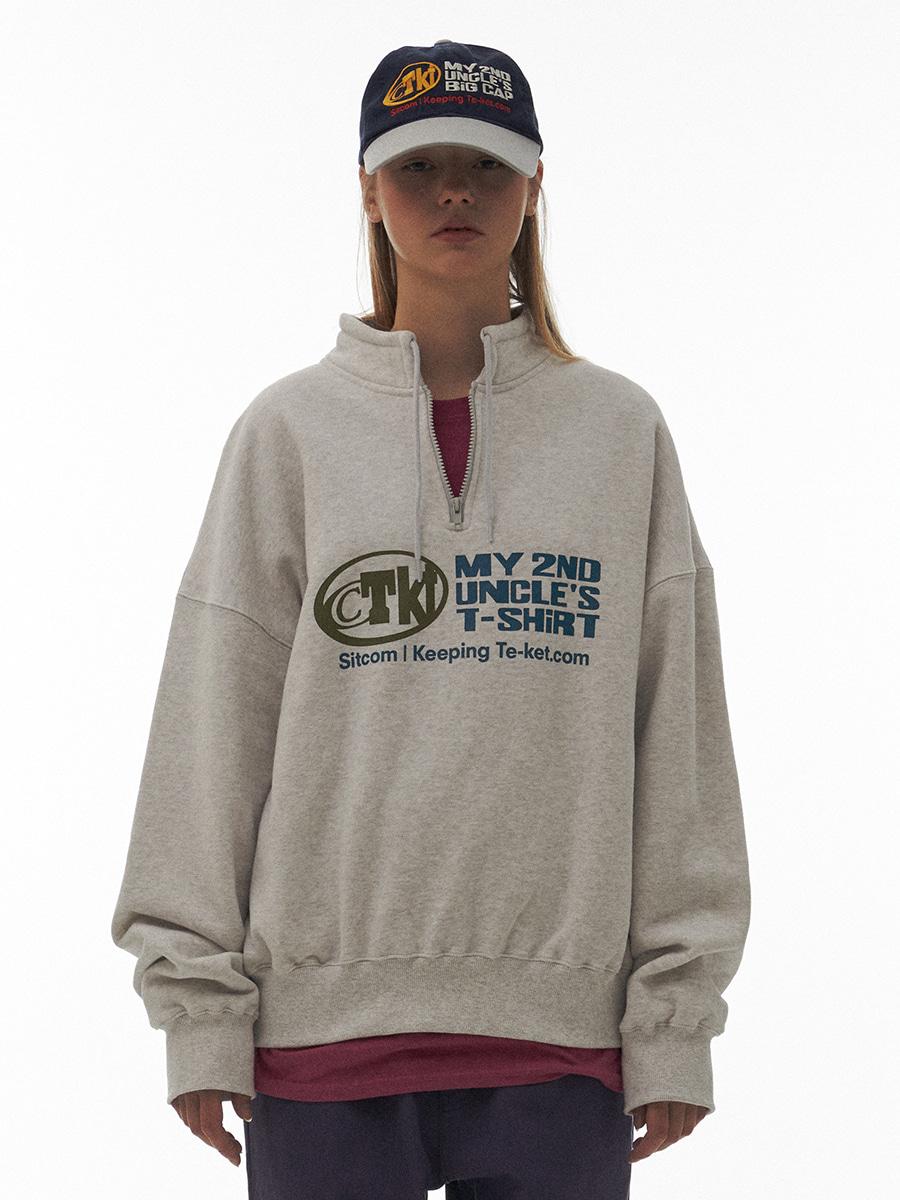 Uncle's Half Zip-Up Sweatshirt Melange Gray