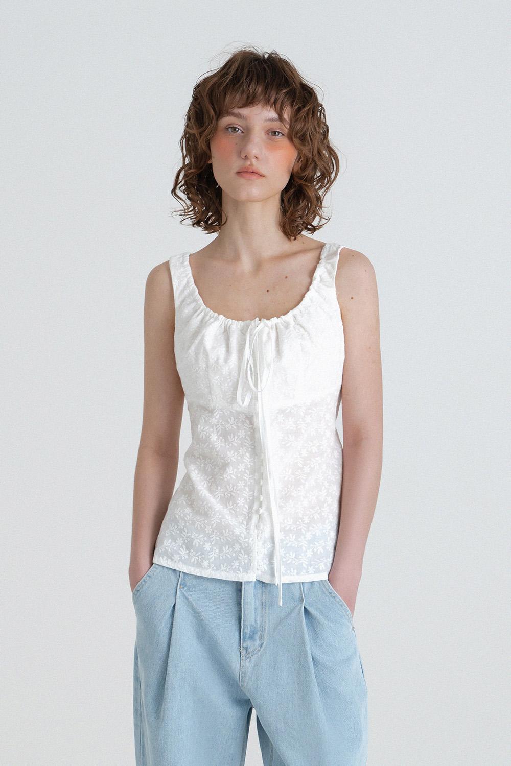 Eyelet button blouse_ivory