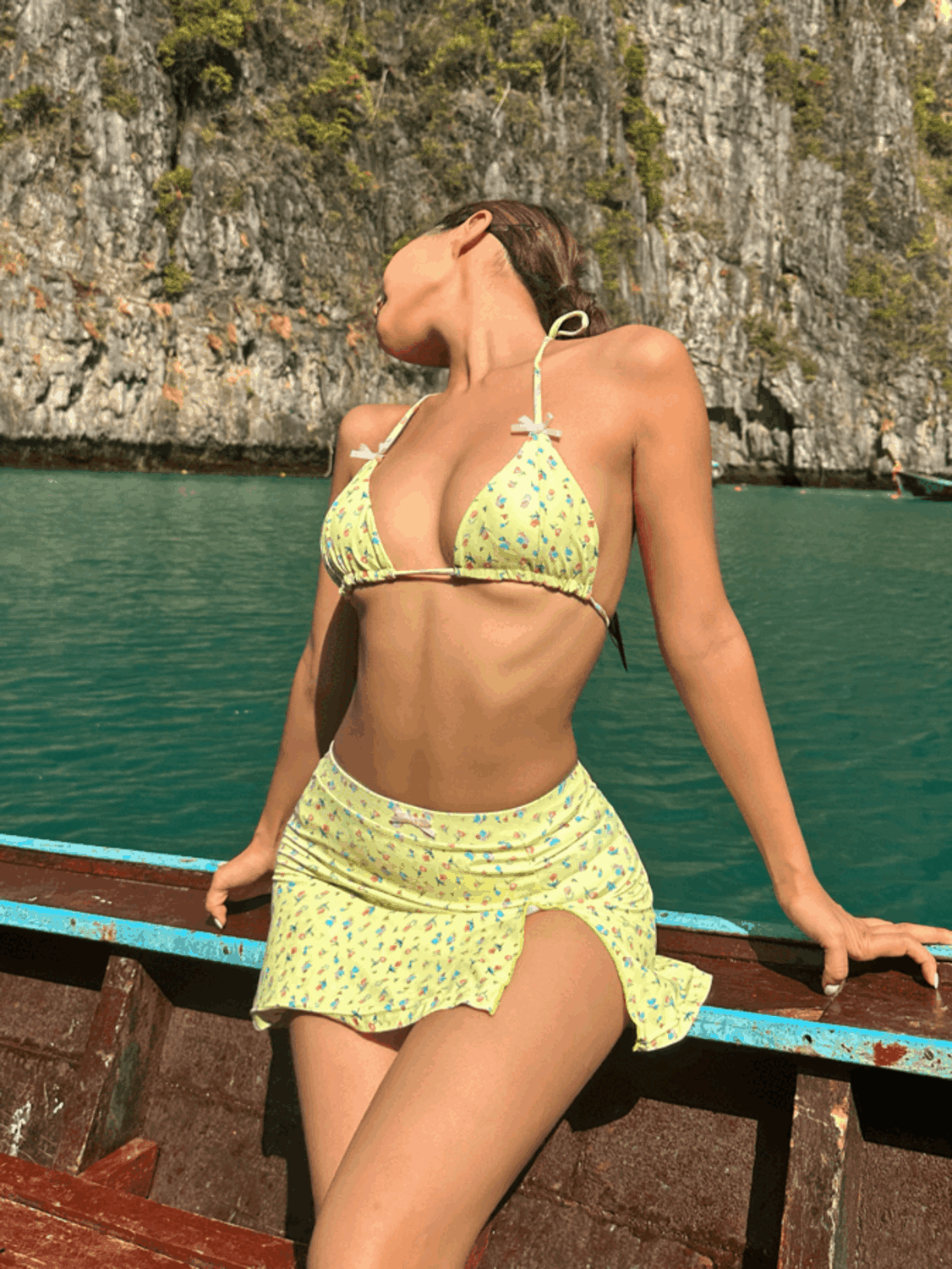 [무배/당일출고] 플라워 리본 비키니 스커트 SET