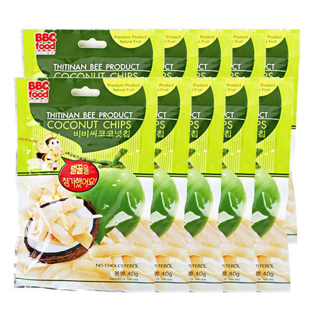 코코넛칩 코코넛과자 허니비비씨코코넛칩 40g X 10개