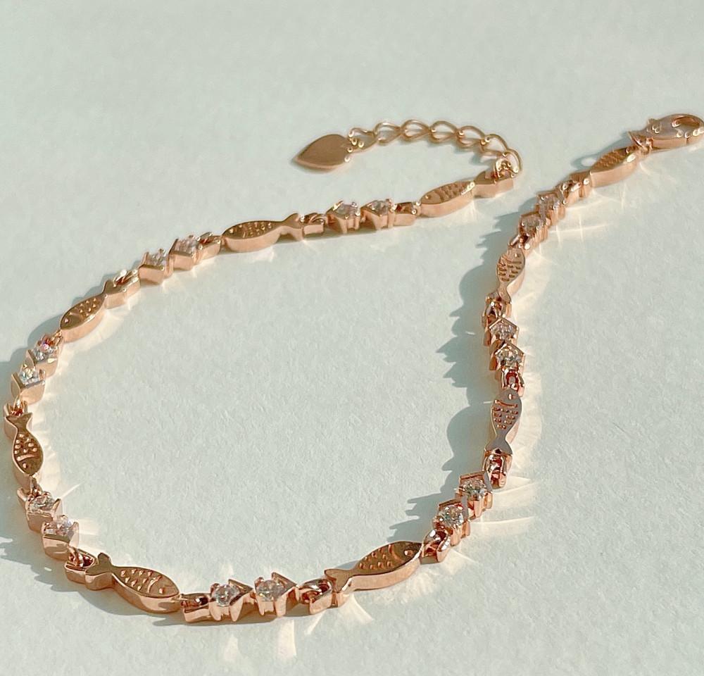 14k 18k 물고기 체인 여자 금팔찌