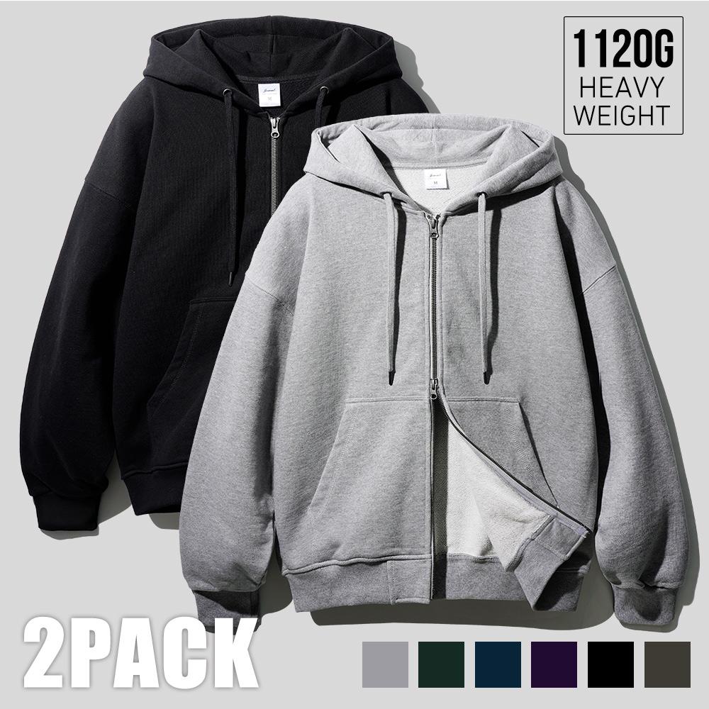[11/30 예약배송][제멋][패키지] 스톤 헤비웨이트 투웨이 후드집업 6종 2PACK KJHD2474