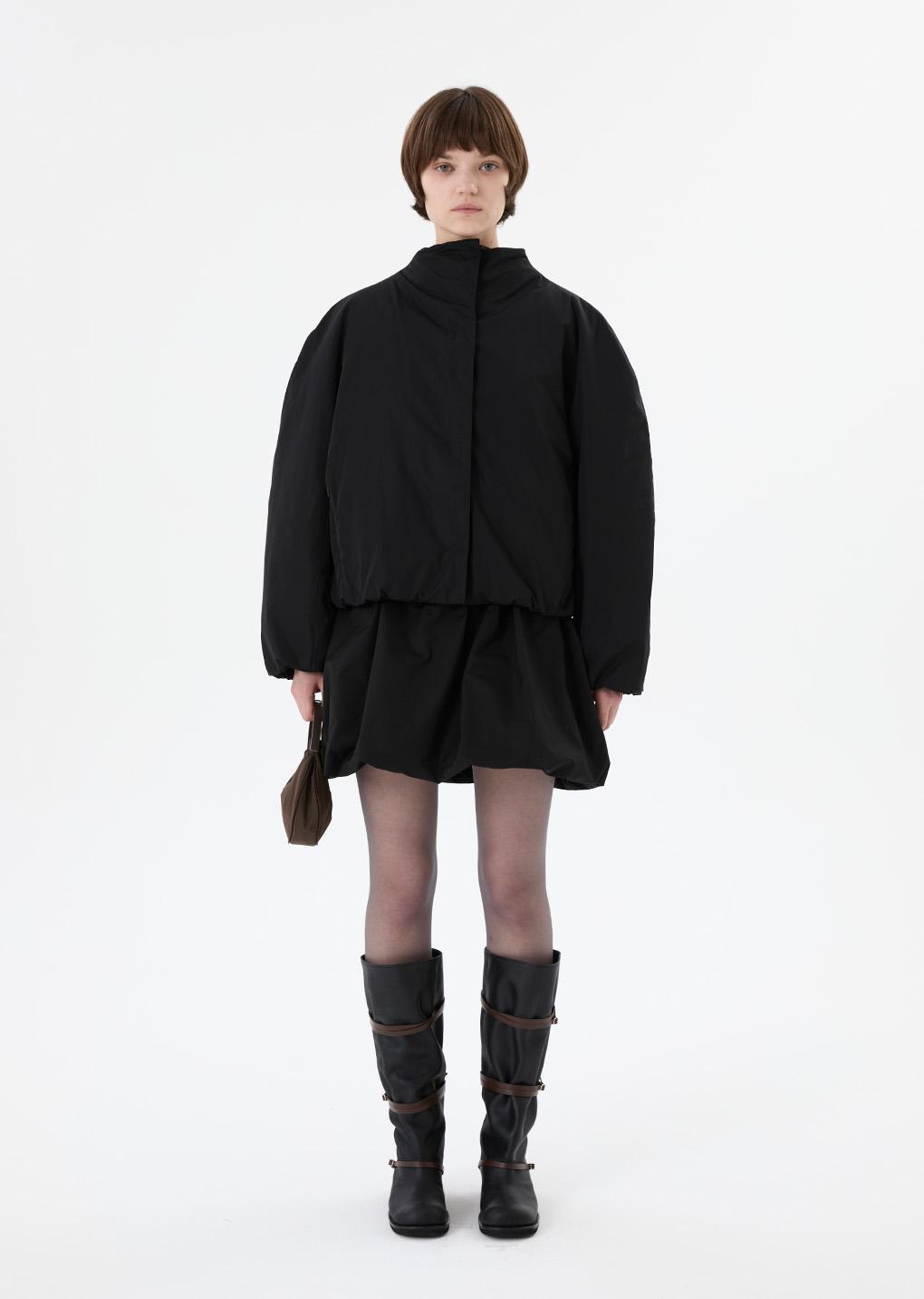 taffeta padded raglan short jumper, black