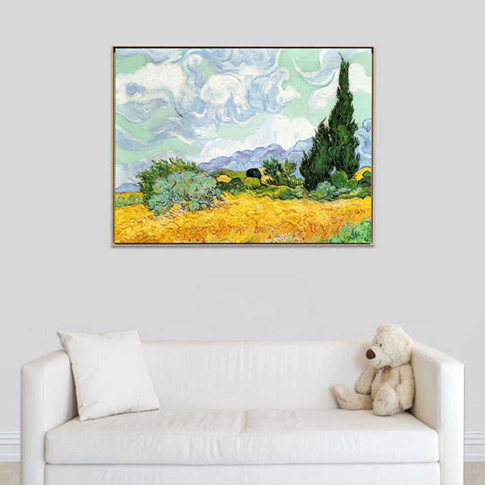 [명화액자] 고흐 - 삼나무가 있는 밀밭 / 집안에그림하나 /홈 인테리어 소품 거실 디자인 고급 집들이 선물/ 명화
