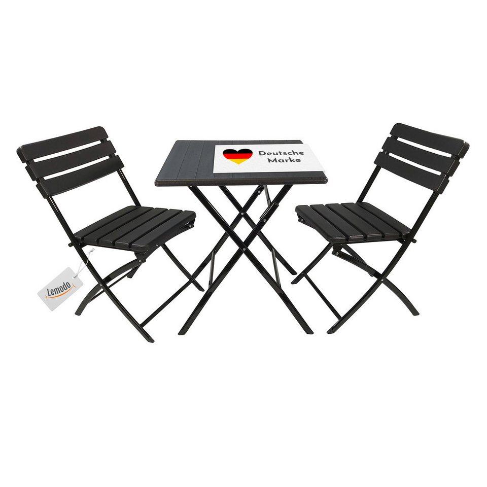 Lemodo Balkonset Klappbares Balkonmöbel Set 3-teilig, Holzoptik, (3-tlg), klappbar und platzsparend