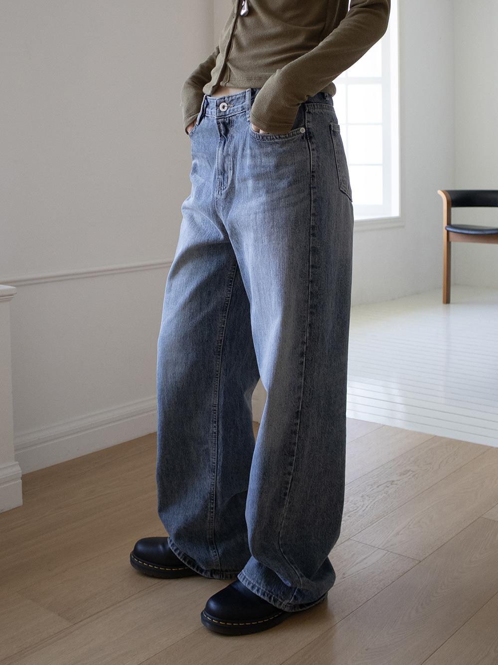 SALT WASHING DENIM PANTS