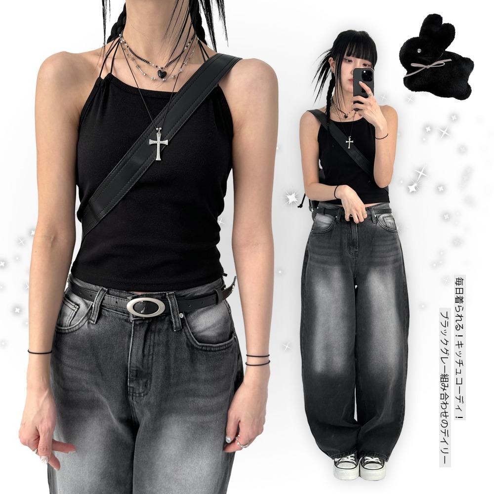 슬림 두줄 스트링 홀터넥 여리핏 숄더라인 레이어드 이너 나시티셔츠