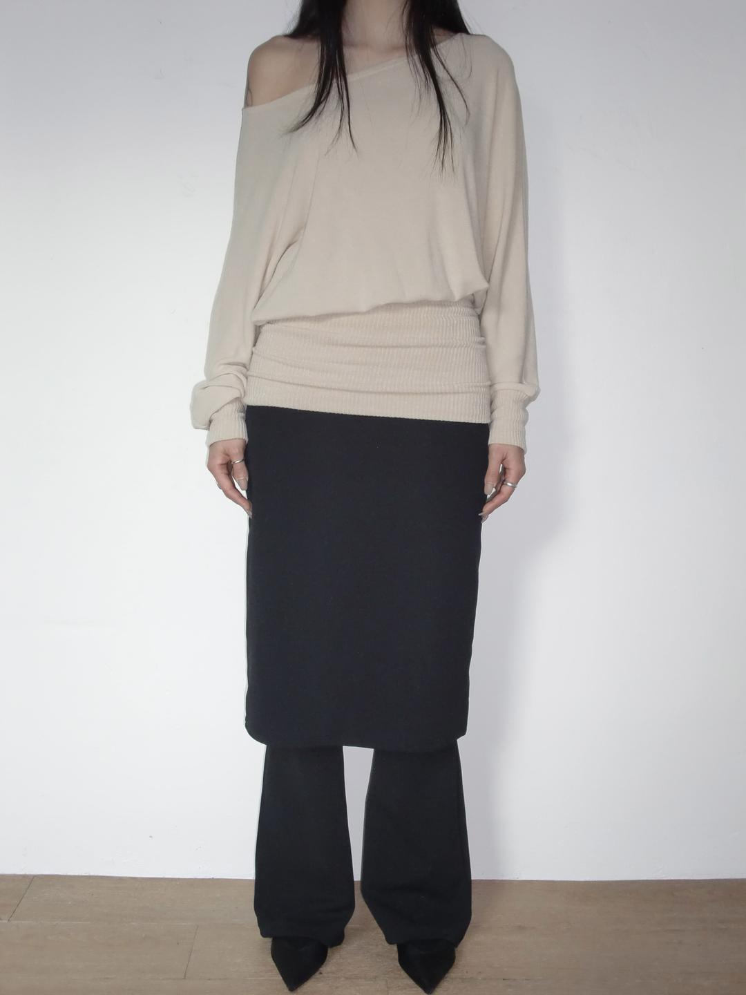 LAYERED SKIRT PANTS_BLACK