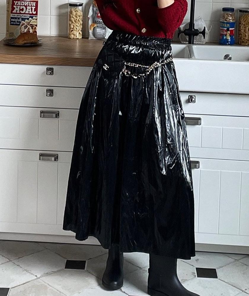 메탈 밴딩 롱스커트 (2color) 무료배송