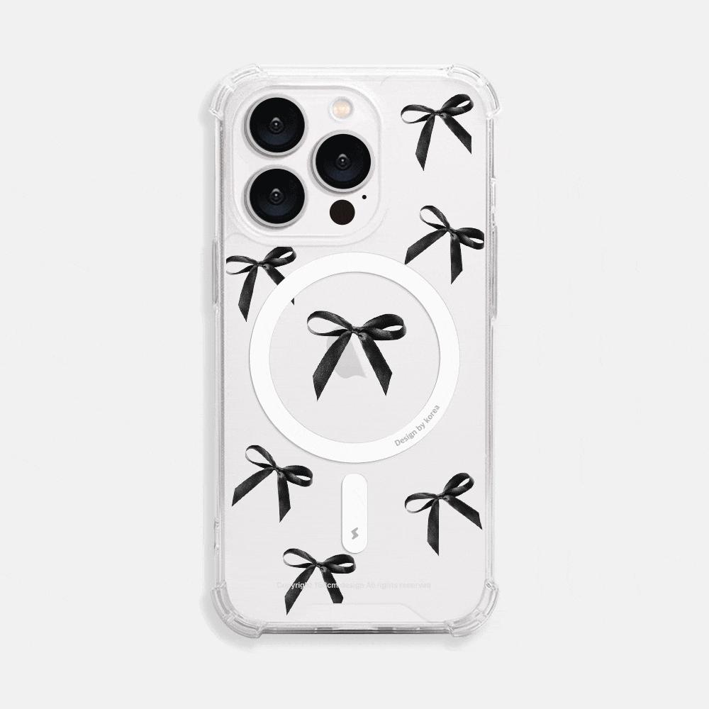 아이폰15 프로 맥세이프 케이스 초자력 리본 패턴 블랙