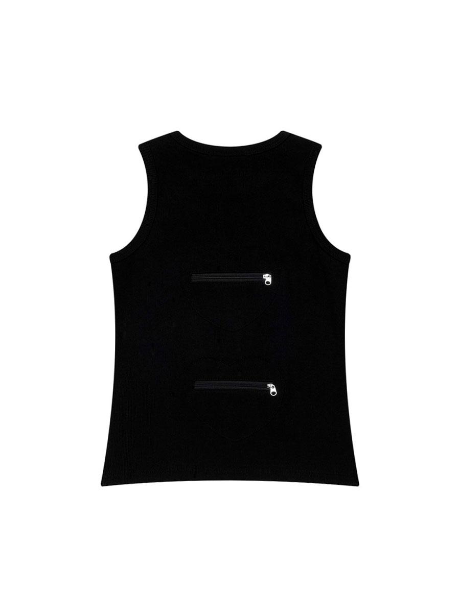 BACK DOUBLE HEART TANK TOP BLACK