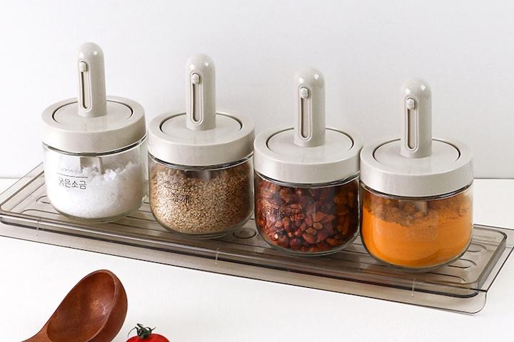 로망키친 아이보리 길이조절 양념병 350ml 4P세트+스티커증정