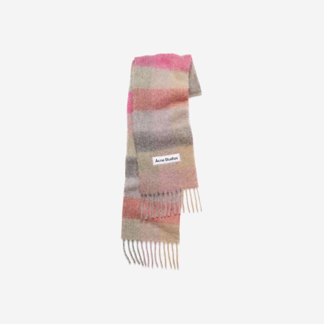 Acne Studios Mohair Check Scarf Fuchsia Lilac Pink