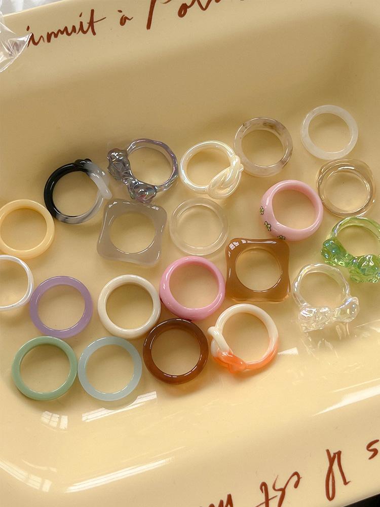 (21종) 볼드 컬러 호마이카 마블 아크릴 반지