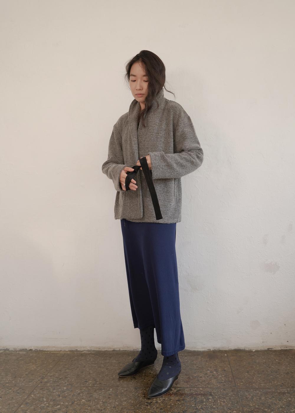 Very cozy wool belted cardigan -grey
