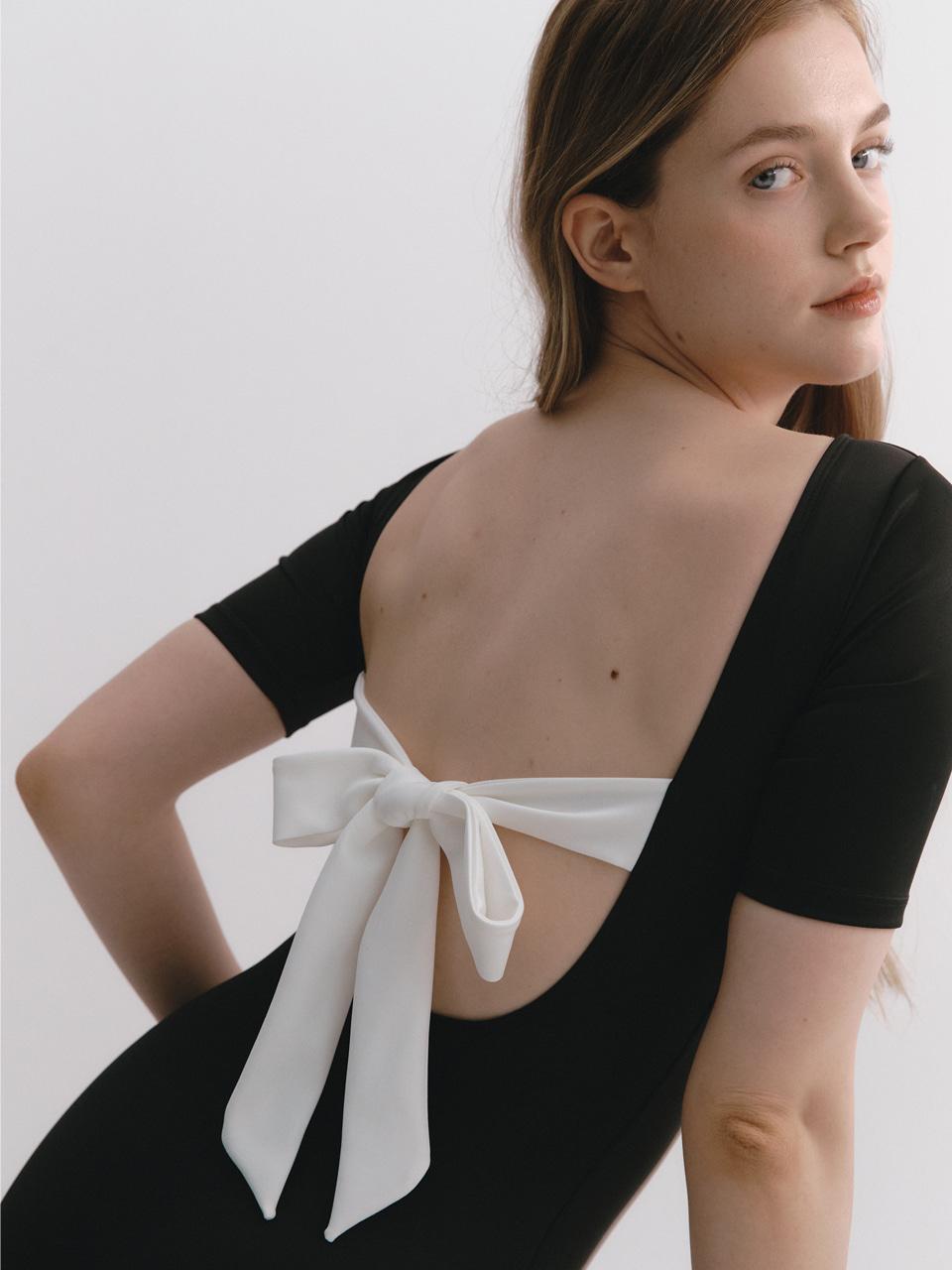 프린세스 백 리본 모노키니 블랙