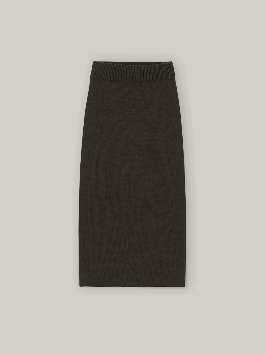 Moon Cashmere Knit Skirt - Dark Brown