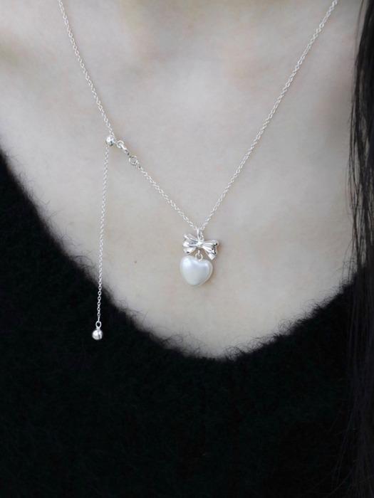 [단독]Petit ribbon heart necklace