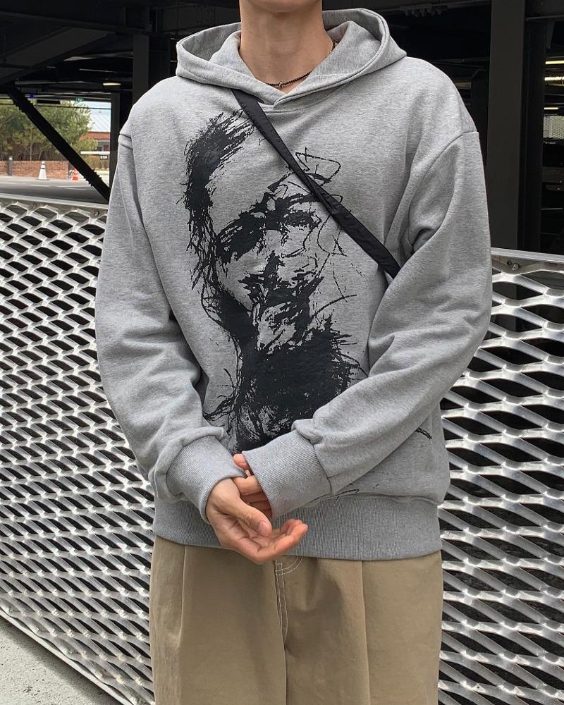 페이스 프린팅 후드티