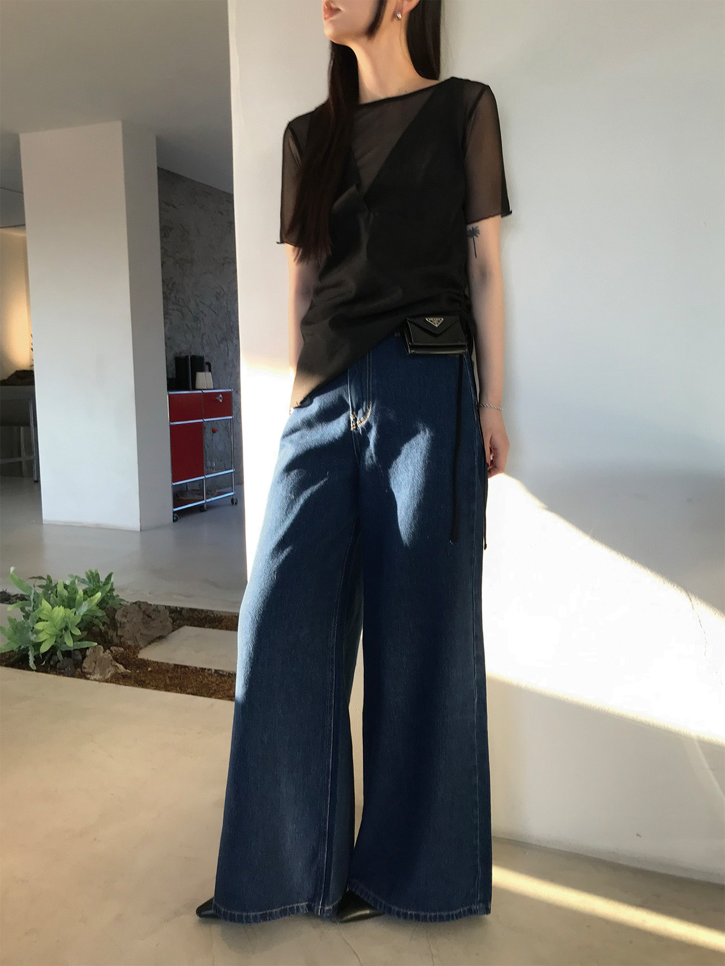 see through half t-shirt (3colors)