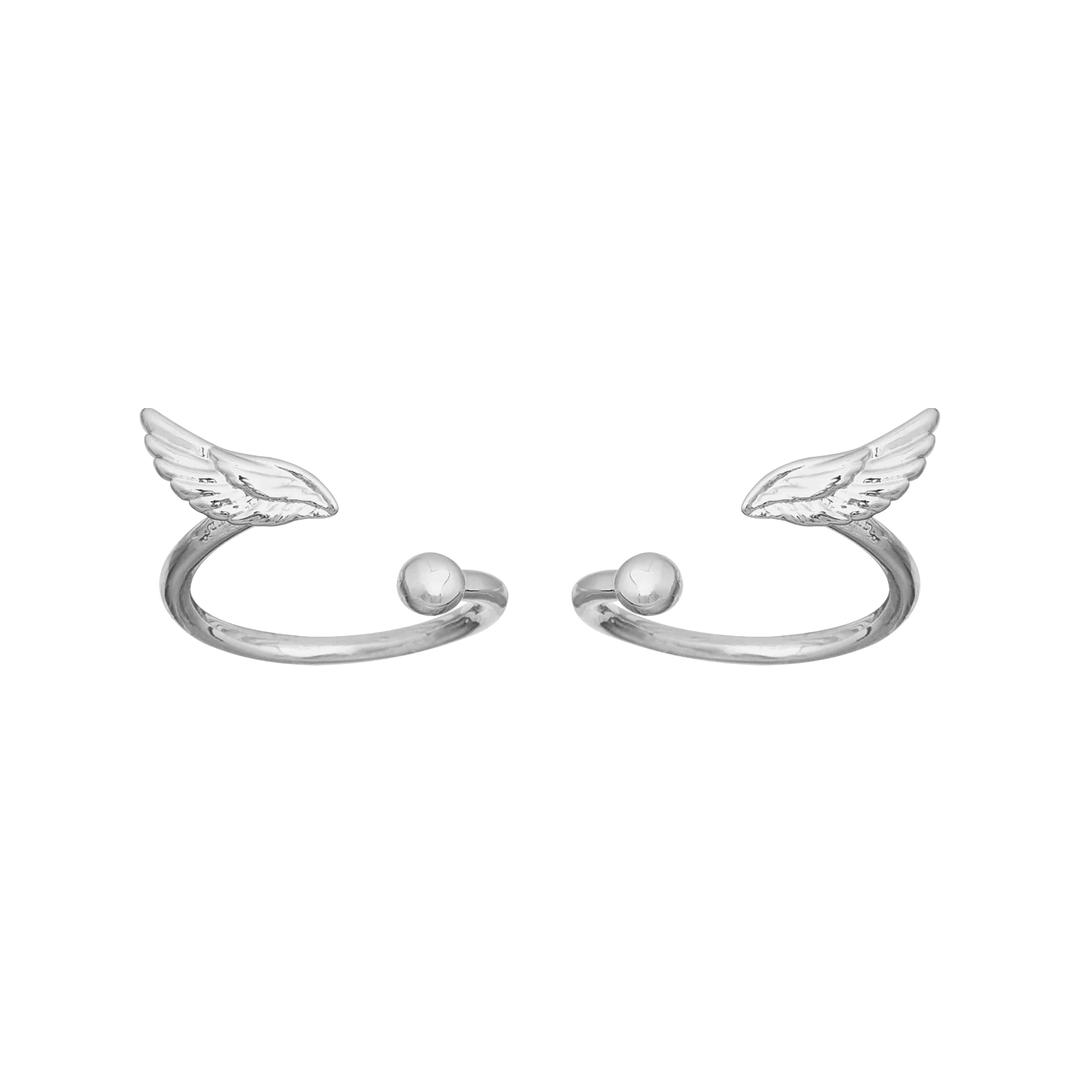 Ball wing ring twin set silver
